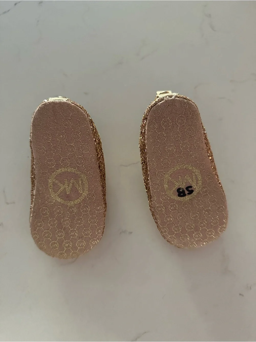 Michael Kors Toddler Rose Gold Glitter Bow Mary Jane Shoes